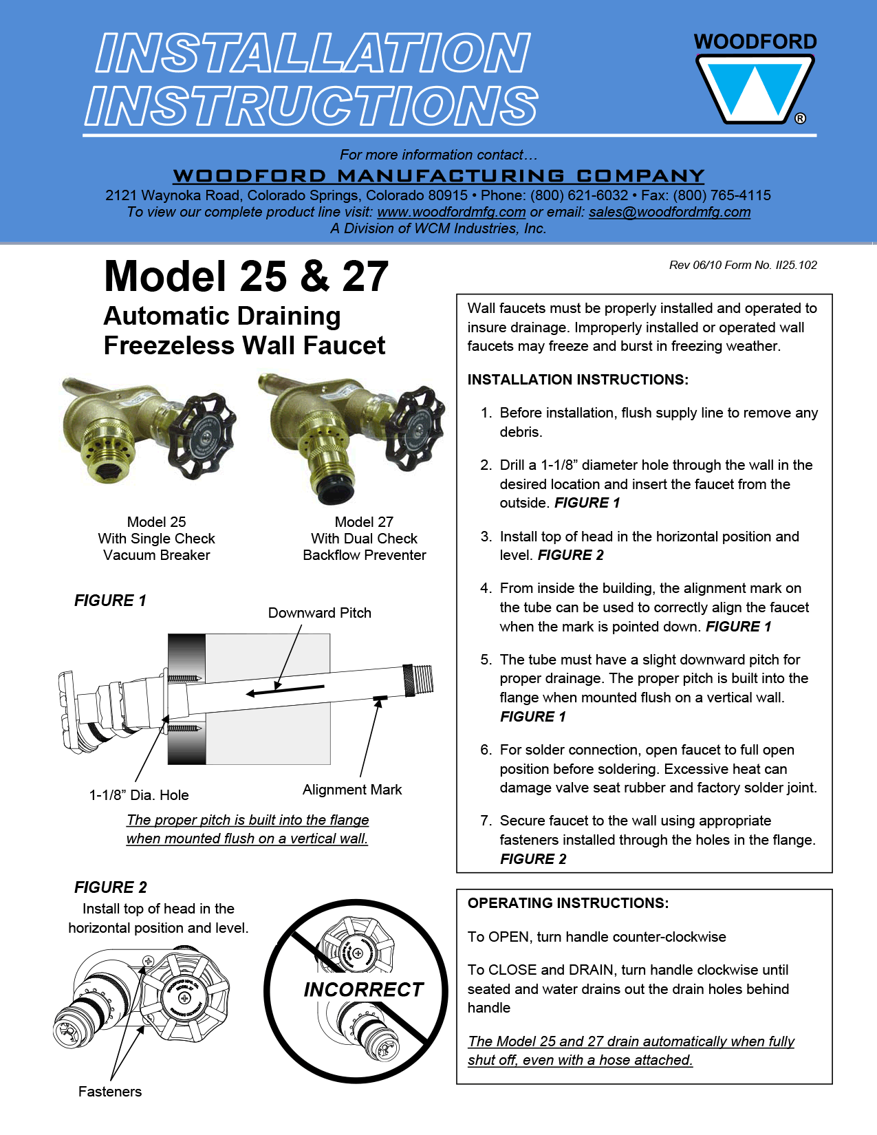 Woodford Model 27 Automatic Draining Freezeless Faucet