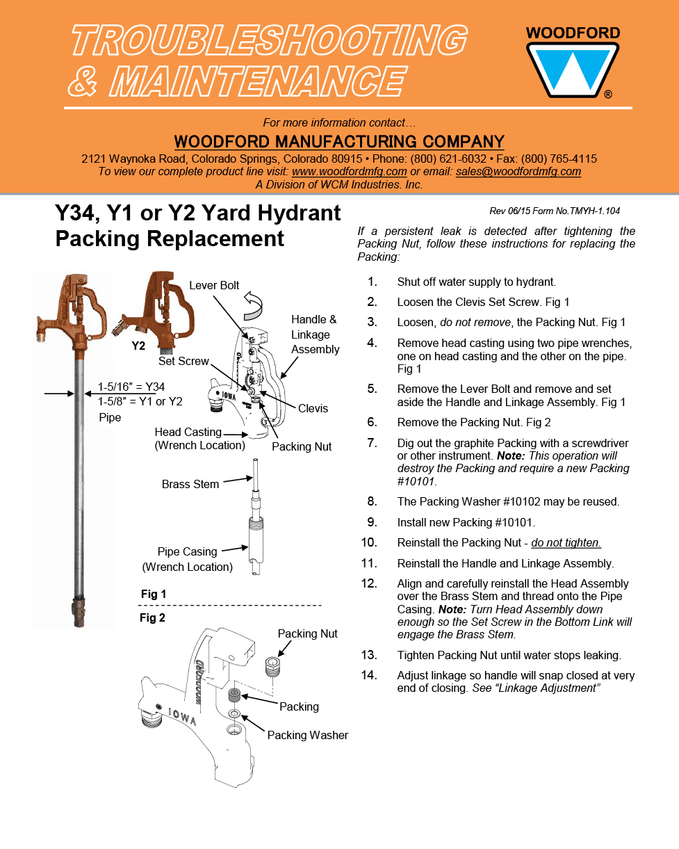 Woodford Model Y34 & Y1 Freezeless Yard Hydrant