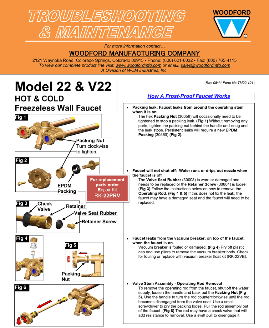 Woodford Model 22 Hot And Cold Freezeless Faucet