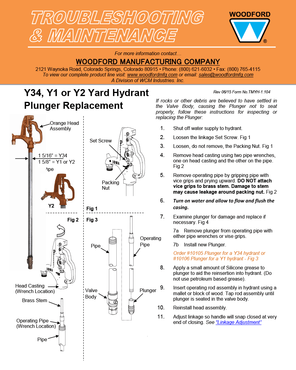 Woodford Model Y34 & Y1 Freezeless Yard Hydrant