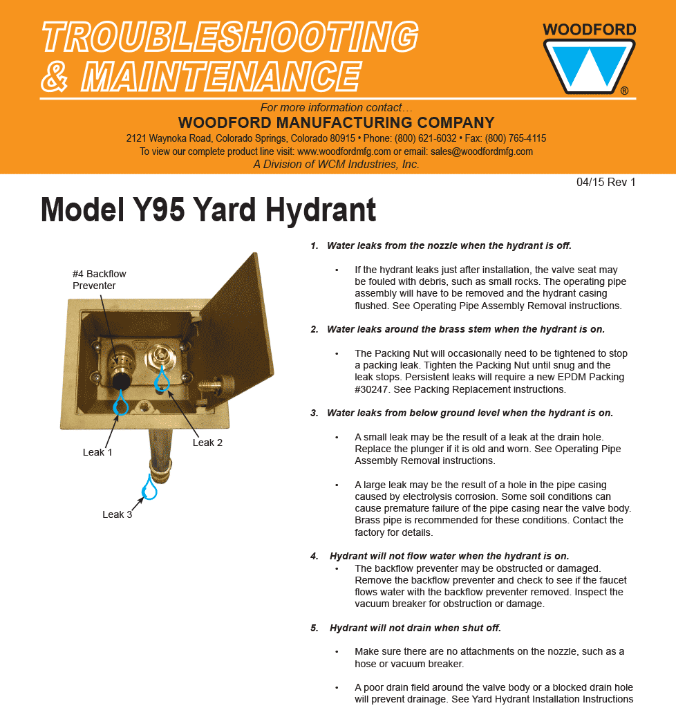 Woodford Model Y95 Freezeless Yard Hydrant