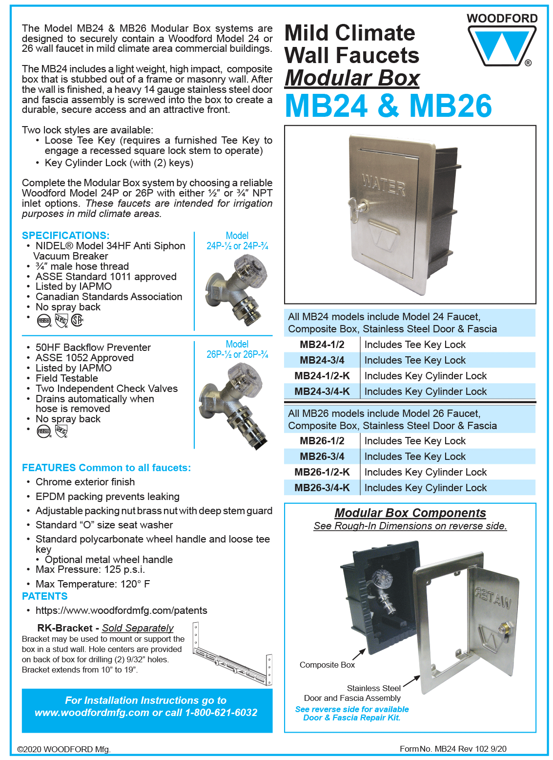 Key Lock Woodford RK-24MBDR-K Stainless Steel Door And Fascia Repait Kit
